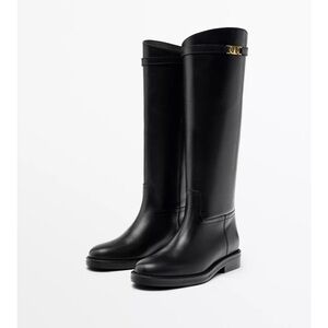 Perfect Condition Massimo Dutti Black Leather Boots